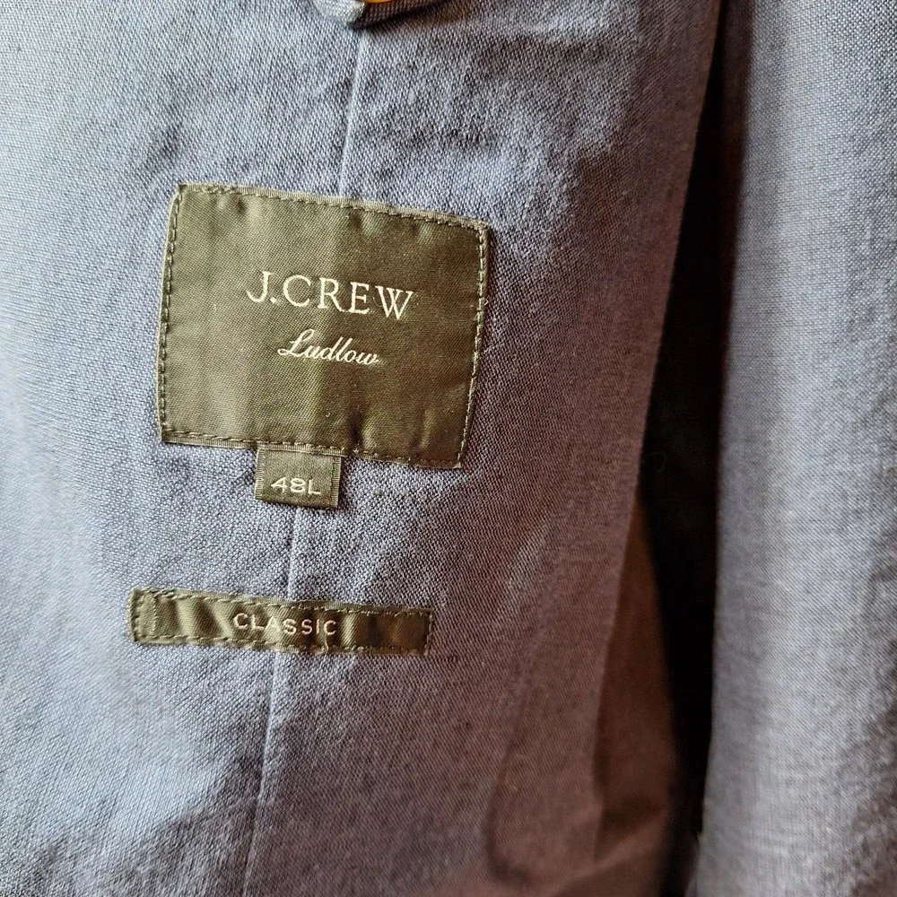 J. CREW Ludlow Classic-Fit Unstructured Jacket Sz 48L Navy Somelos Linen Blend